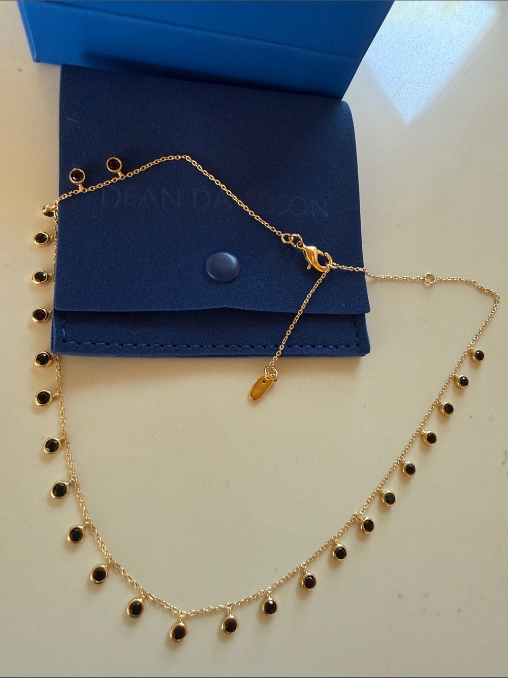 Orsay Charm Necklace Gold Black Onyx Semi-Precious NEW - Picture 2 of 8